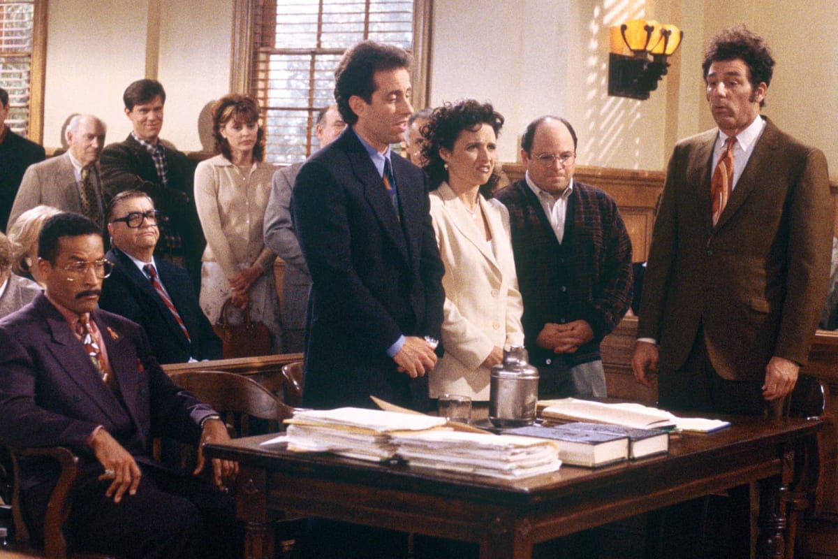 Jerry Seinfeld. Julia Louis-Dreyfus, Jason Alexander and Michael Richards in 'Seinfeld' Series Finale (NBC)

