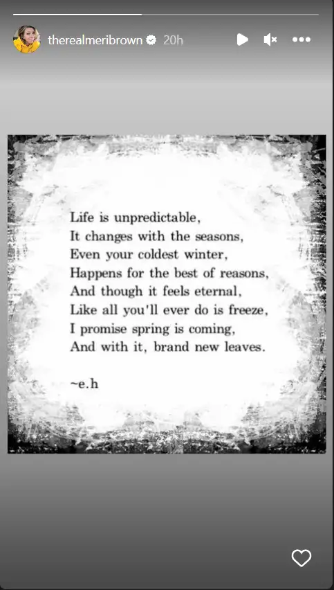 Meri Brown's cryptic social media message (Instagram/@therealmeribrown)