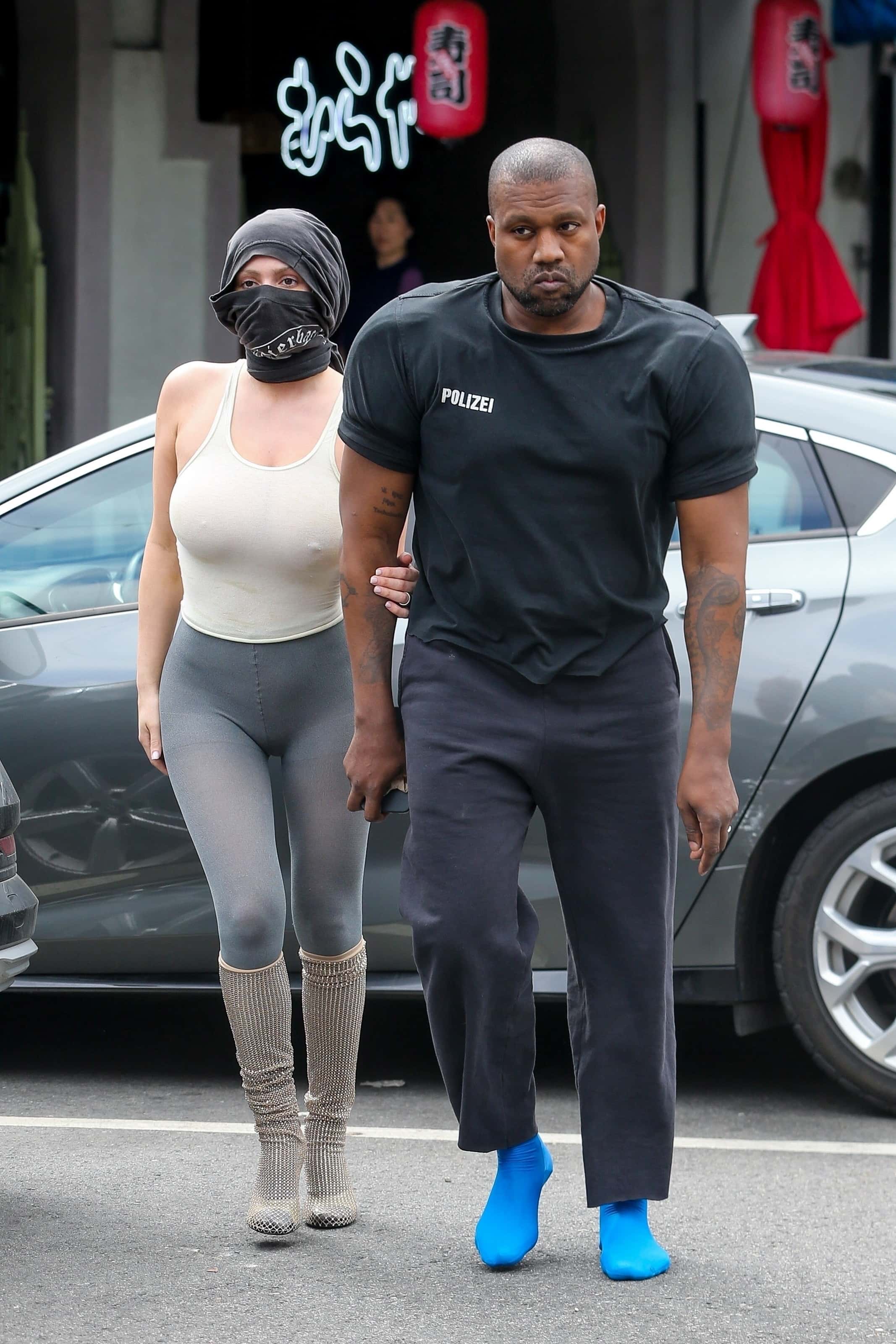Kanye West showed off his very unique sense of style as he took 'wife' Bianca Censori for an ice cream date in Los Angeles on May 24 (Backgrid)