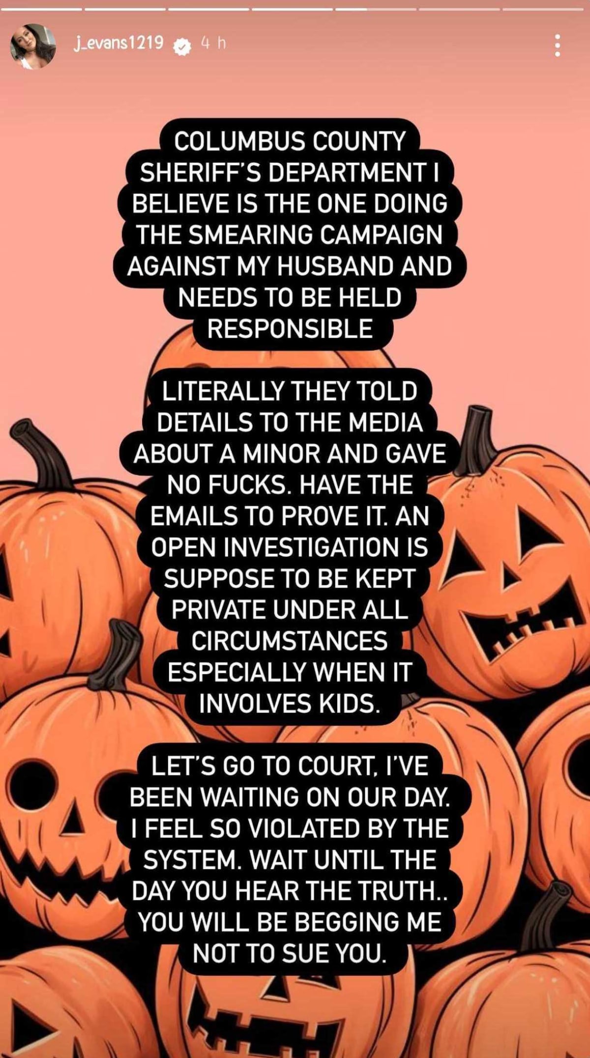 Jenelle Evans blasted the police in her Instagram stories (j_evans1219/Instagram)