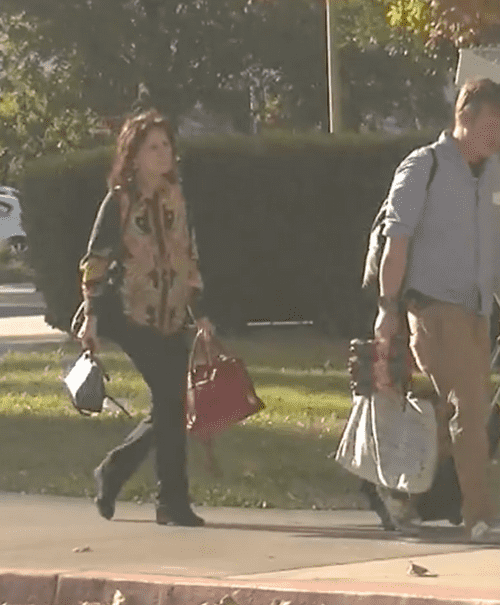 Mavis Leno was seen arriving at the hospital to check up on her husband Jay Leno who burned the left side of his face in a garage fire. (Daily Mail exclusive video screenshot)