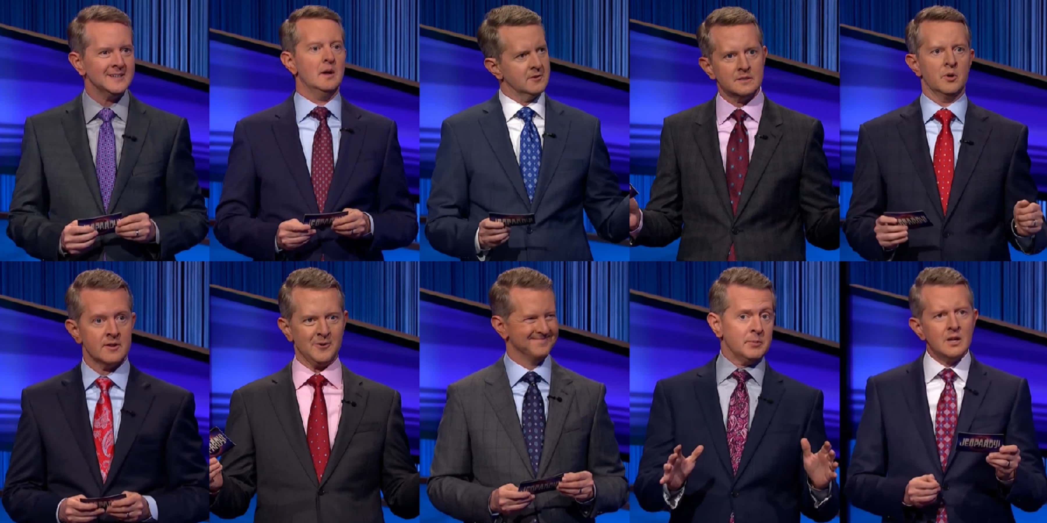 Different neckties of 'Jeopardy!' host Ken Jennings (@OneEclecticMom/Twitter)