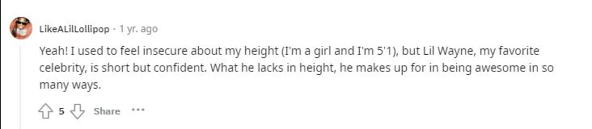 One Reddit user praised on Lil Wayne's confident despite being 'short' (r/lilwayne/Reddit)