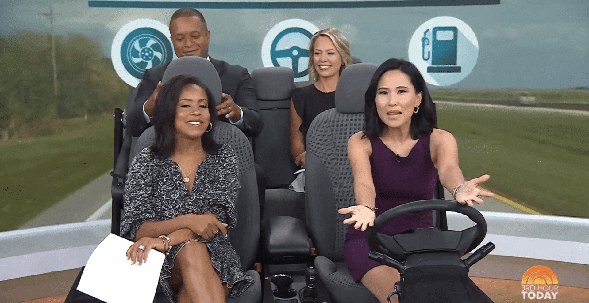 Craig Melvin adjusted Sheinelle Jones' headrest during the segment (Twitter/@TODAYshow)