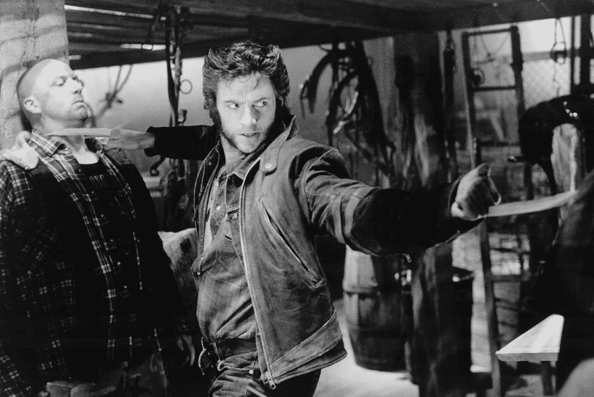 Hugh Jackman and Kevin Rushton in X-Men (2000) (Twentieth Century-Fox Film Corporation)