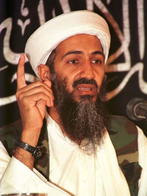 Suspected terrorist leader Osama bin Laden addresses a news conference May 26, 1998 in Afghanistan. U.S. Secretary of State Colin Powell told the Senate Budget Committee February 11, 2003 that he had read a transcript from bin Laden or someone believed to be him, speaking about his partnership with Iraq from an Al Jazeera tape. The Arab satellite station aired a statement allegedly from Osama bin Laden. (Photo by Getty Images)