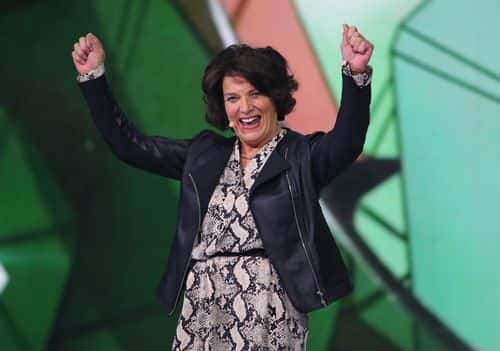 Celebrated Canadian, author and mental health advocate, Margaret Trudeau, speaks out about mental health in front of 18,000 youth and educators at WE Day Minnesota on November 8, 2017, at Xcel Energy Center in St Paul, Minnesota.