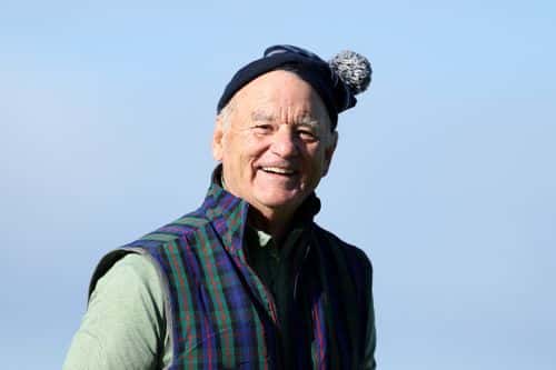 Actor Bill Murray smiles on the 17th green on Day Three of the Alfred Dunhill Links Championship at the Old Course St. Andrews on October 01, 2022 in St Andrews, Scotland.