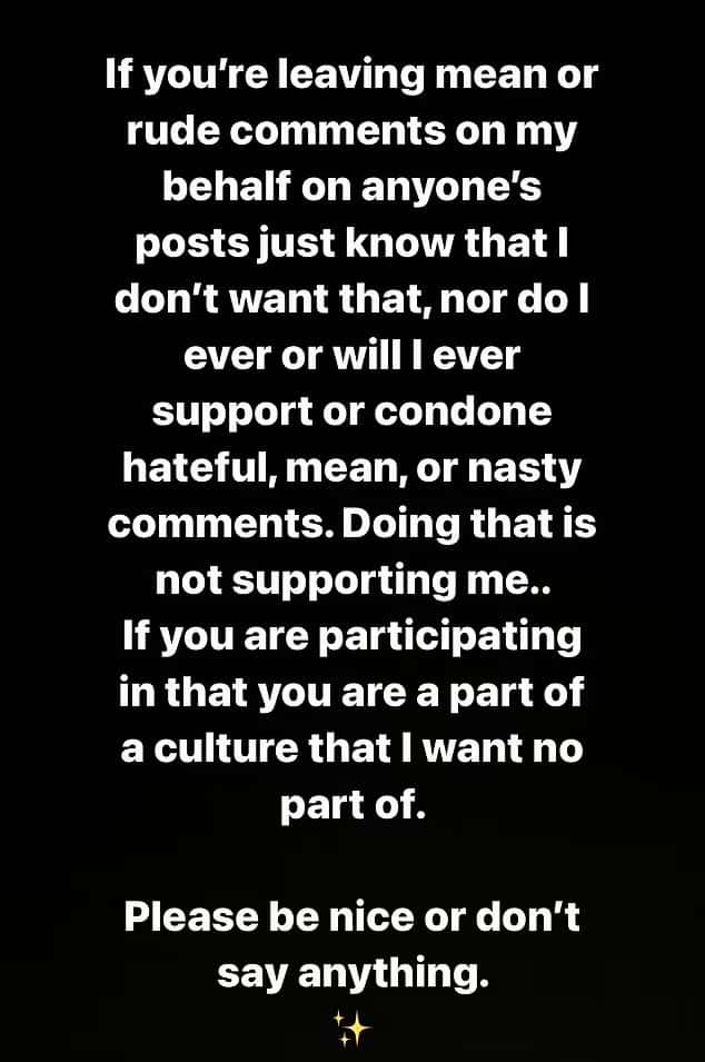 Hailey Beiber wrote on her Instagram story 