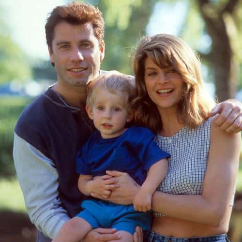 John Travolta and Kirstie Alley holding a child in a scene from the film 'Look Who's Talking' (Archive Photos/Getty Images)