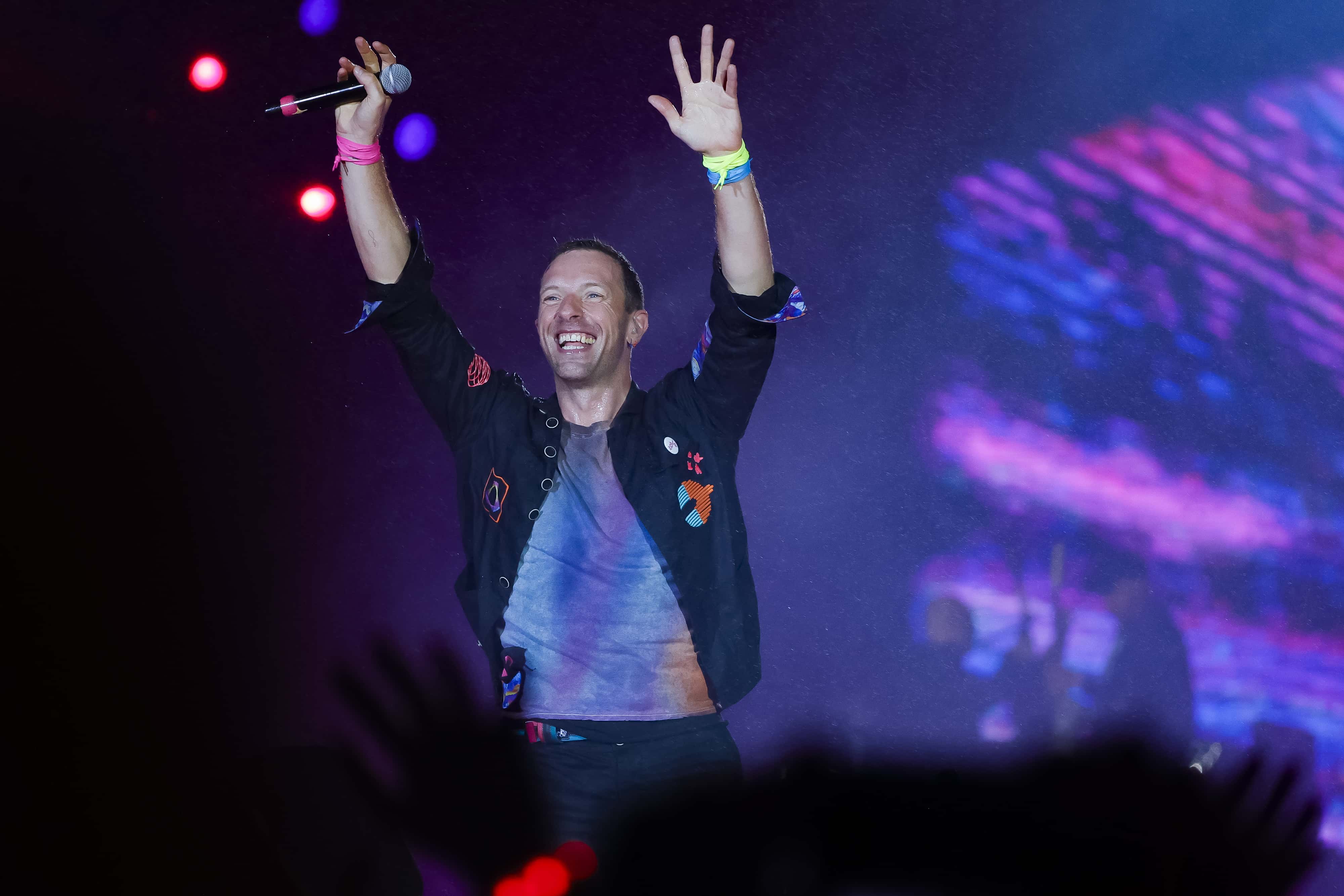 Chris Martin of the band Coldplay performs at the Mundo Stage during the Rock in Rio Festival at Cidade do Rock on September 10, 2022 in Rio de Janeiro, Brazil. The famous festival Rock in Rio returns after two years of cancellation due to COVID-19 pandemic.