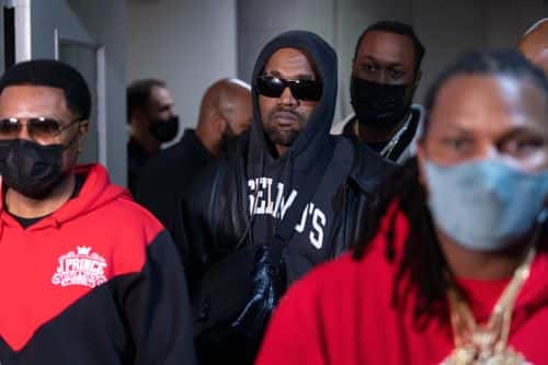 Ye arrives to the arena for the fight between Jamel Herring and Shakur Stevenson at State Farm Arena on October 23, 2021 in Atlanta, Georgia. (Photo by Brandon Magnus/Getty Images)