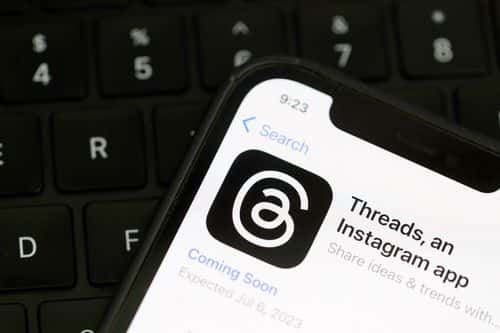 In this photo illustration, the Threads logo is displayed on a cell phone on July 05, 2023 in San Anselmo, California. Instagram parent company Meta is set to release Threads on July 6, a potential rival to Twitter, the fledgling social media app run by Tesla CEO Elon Musk.