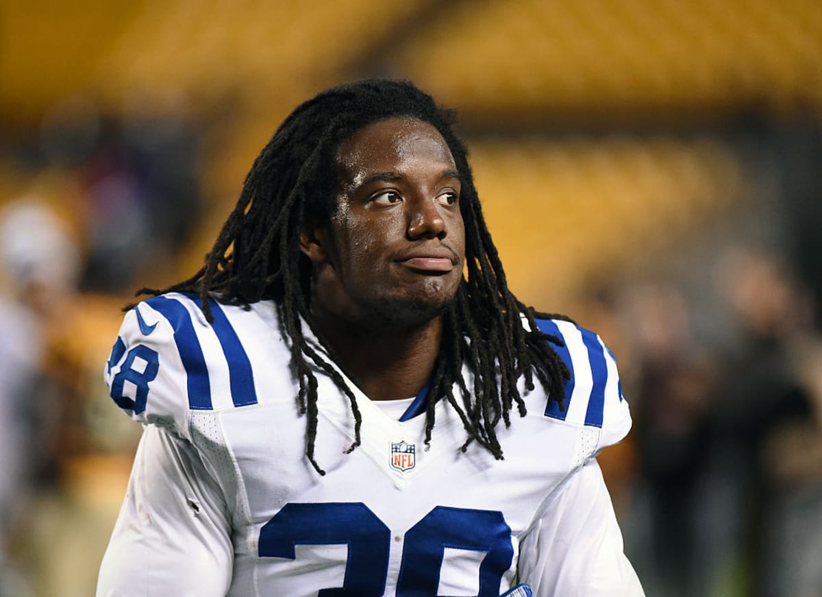 Safety Sergio Brown #38 of the Indianapolis Colts looks on from the field after a game against the Pittsburgh Steelers at Heinz Field on October 26, 2014 in Pittsburgh, Pennsylvania. The Steelers defeated the Colts 51-34. (Photo by George Gojkovich/Getty Images)
