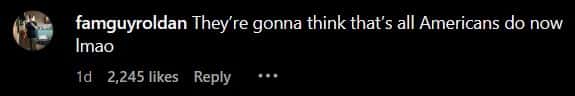 A user made a sarcastic comment on how Japanese are now going to think a party is all that Americans do (mrbeast/Instagram)