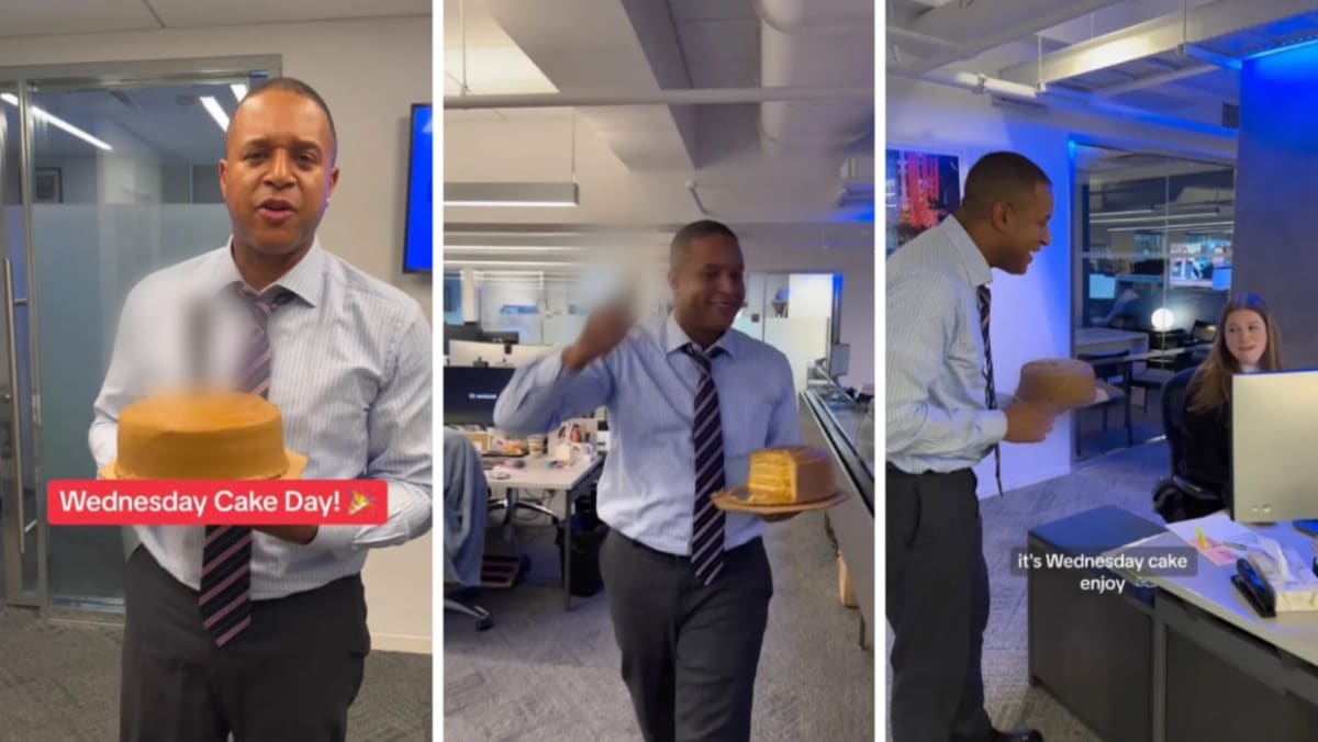 Craig Melvin shared a wild video of himself showcasing his 'impressive' skills while he cut pieces of cake for his co-stars (@craigmelvinnbc/Instagram)