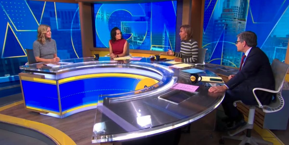 Linsey Davis filled in for Michael Strahan alongside Robin Roberts, George Stephanopoulos and Lara Spencer (ABC)