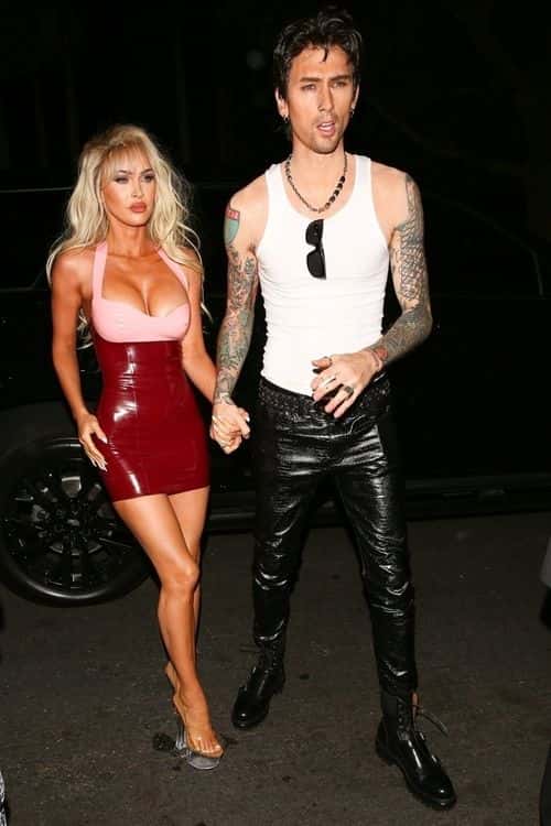 Megan Fox and MGK were seen arriving at Casamigos Halloween house party in Beverly Hills. (Backgrid)