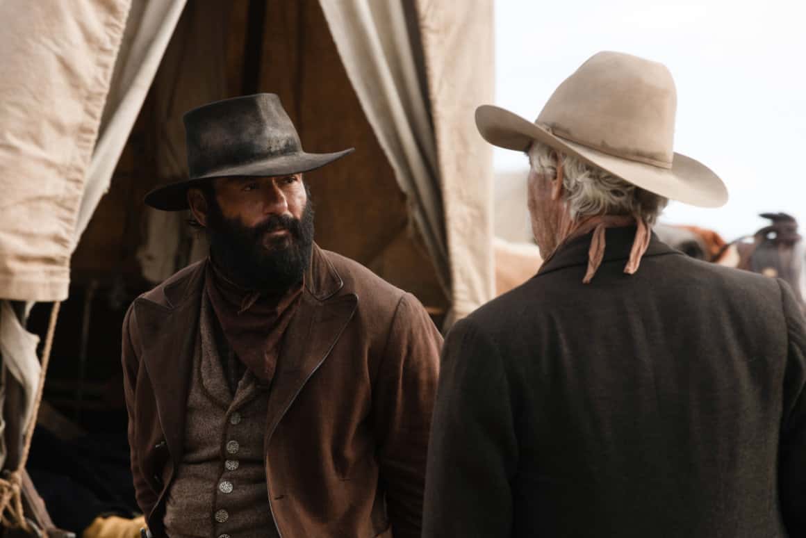 Tim McGraw (L) as James Dutton in a still from '1883' (Paramount+)
