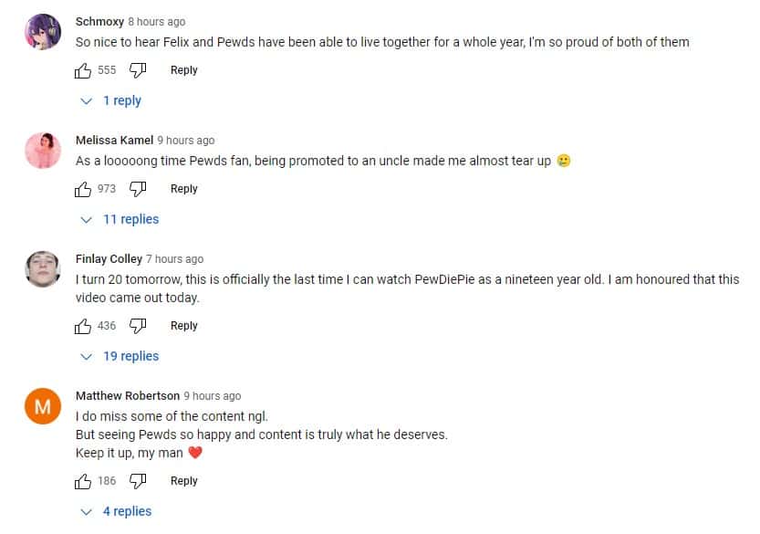 Comments left on PewDiePie (PewDiePie/YouTube)