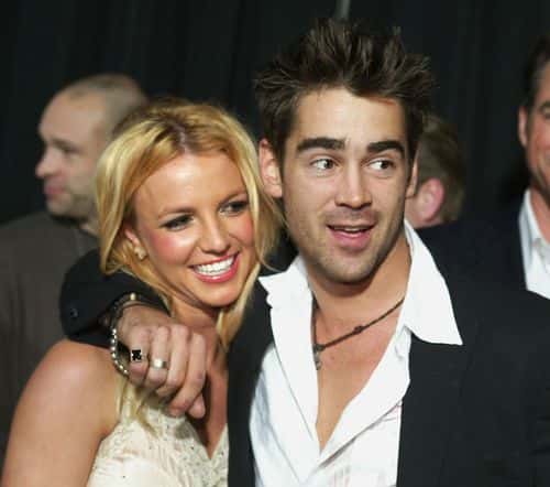 Singer Britney Spears and actor Colin Farrell arrive at the premiere of 'The Recruit' at the Cinerama Dome on January 28, 2003 in Hollywood, California.