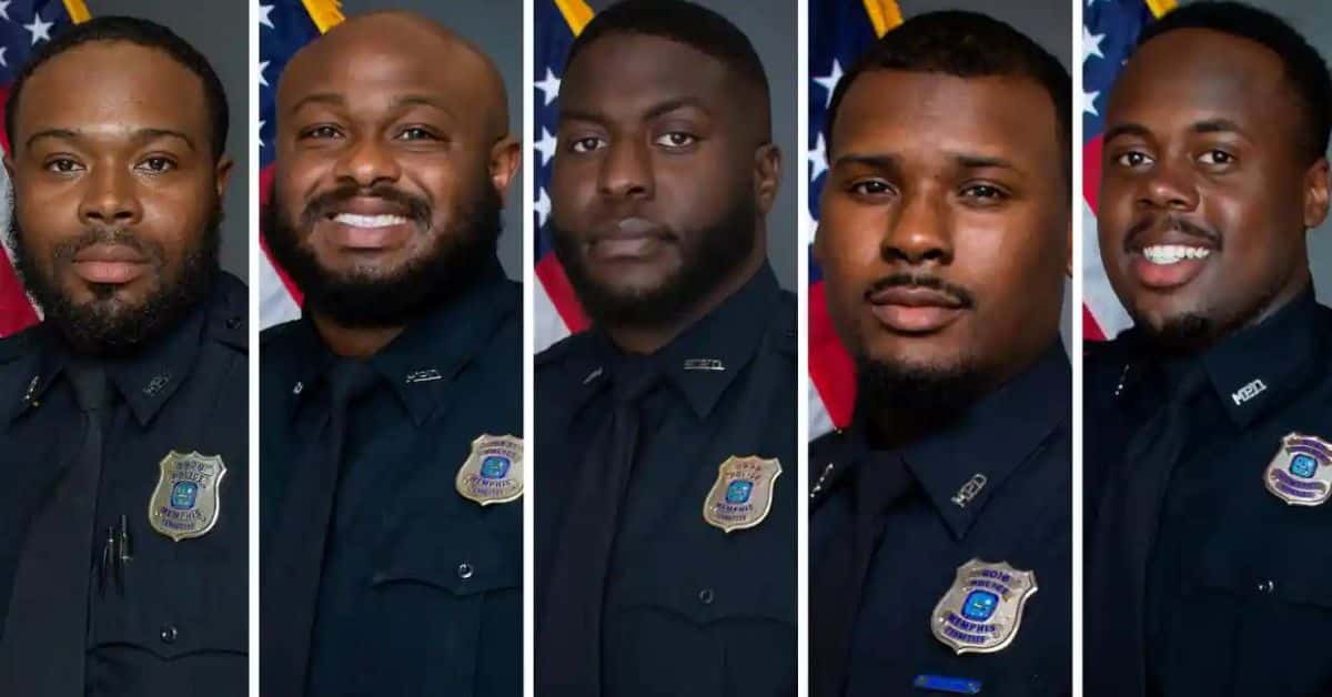 (L-R) Demetrius Haley, Desmond Mills Jr, Emmitt Martin III, Justin Smith and Tadarrius Bean have been accused of assaulting another Black man (Memphis Police Department)