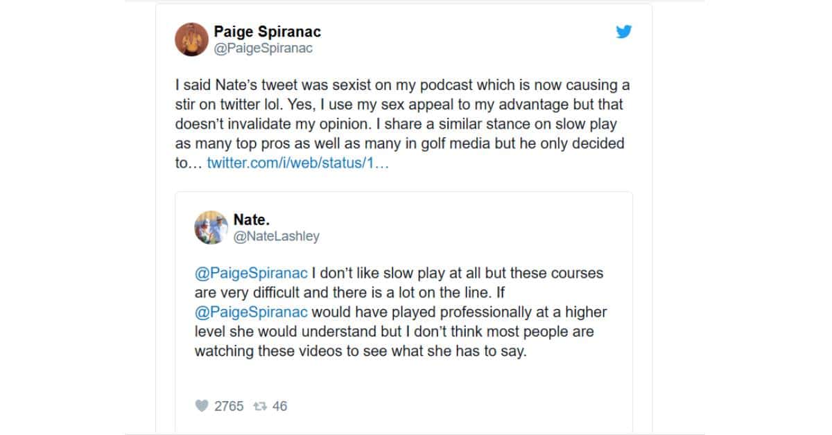 Paige Spiranac's Twitter comment section (@PaigeSpiranac/ Twitter)