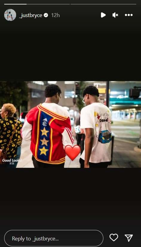 Brotherly bond! (_justbryce/Instagram stories)