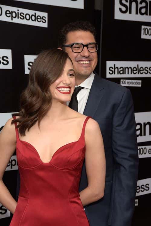 Actress Emmy Rossum and husband Sam Esmail attend the celebration of the 100th episode of Showtime's 