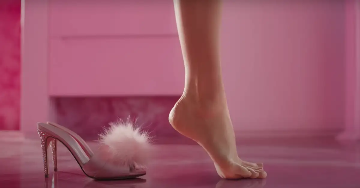 Margot Robbie's feet in the new trailer for 'Barbie' (Warner Bros. Pictures)