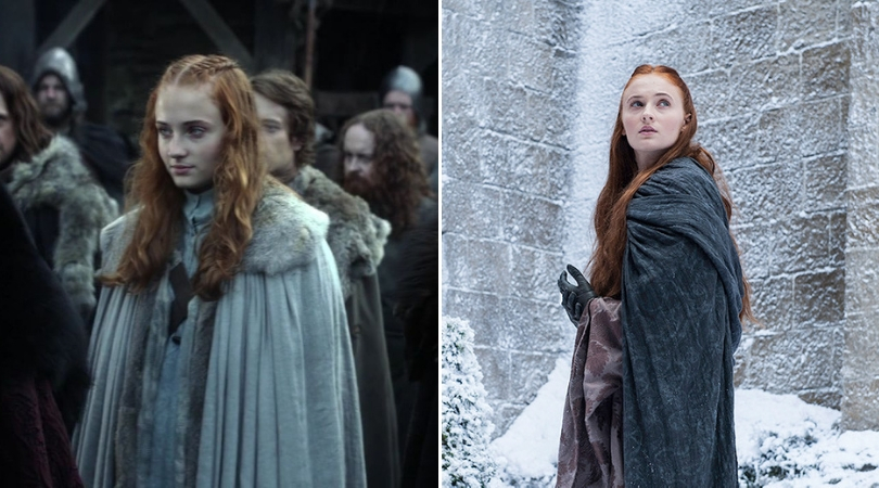 Stills of Sansa Stark in 'Game of Thrones' season 1 and season 4.