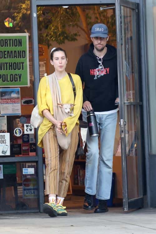 Scout and Jake stopped at Skylight Books and were seen affectionately wrapping their arms around each other while she carried a tote bag and a shoulder bag (Backgrid)