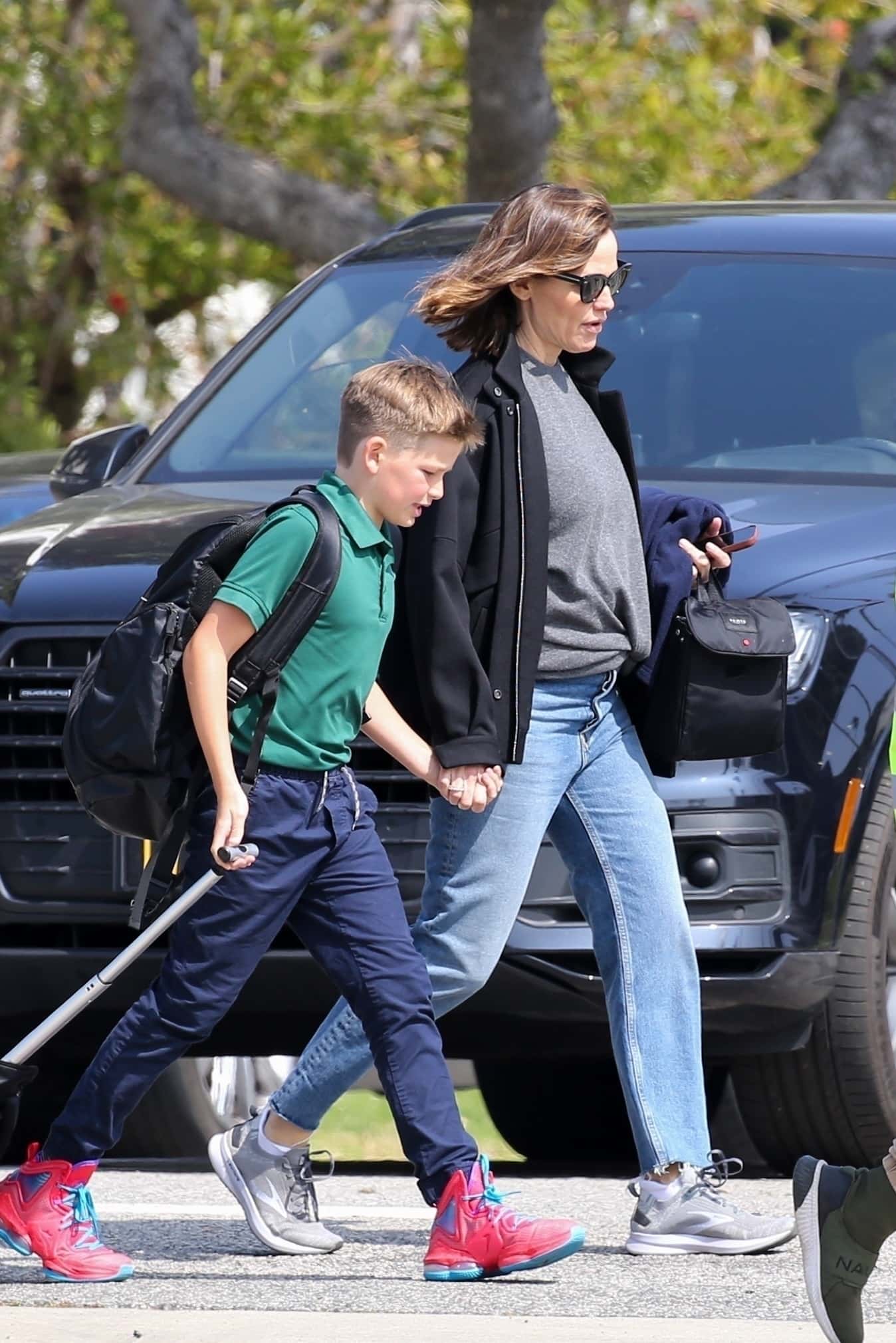 Jen also stopped by Drew Barrymore's talk show on her birthday to promote her latest project (backgrid)