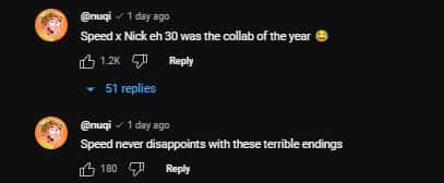 Comments on IShowSpeed' recent livestream with Nick Eh 30(@ishowspeed/YouTube)