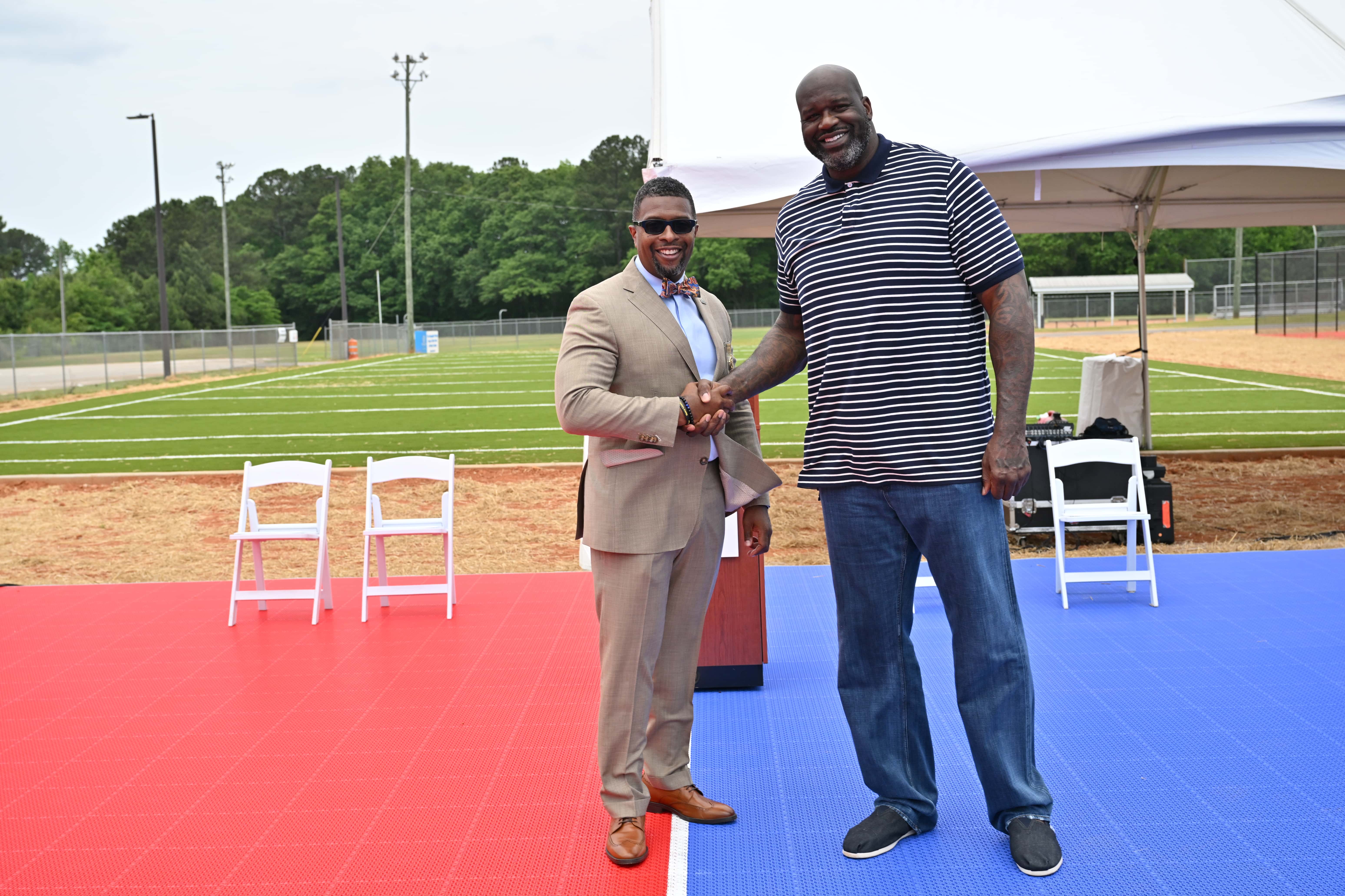Sheriff Reginald B. Scandrett and Shaquille O'Neal attend as The Shaquille O'Neal Foundation & Icy Hot unveil the latest 