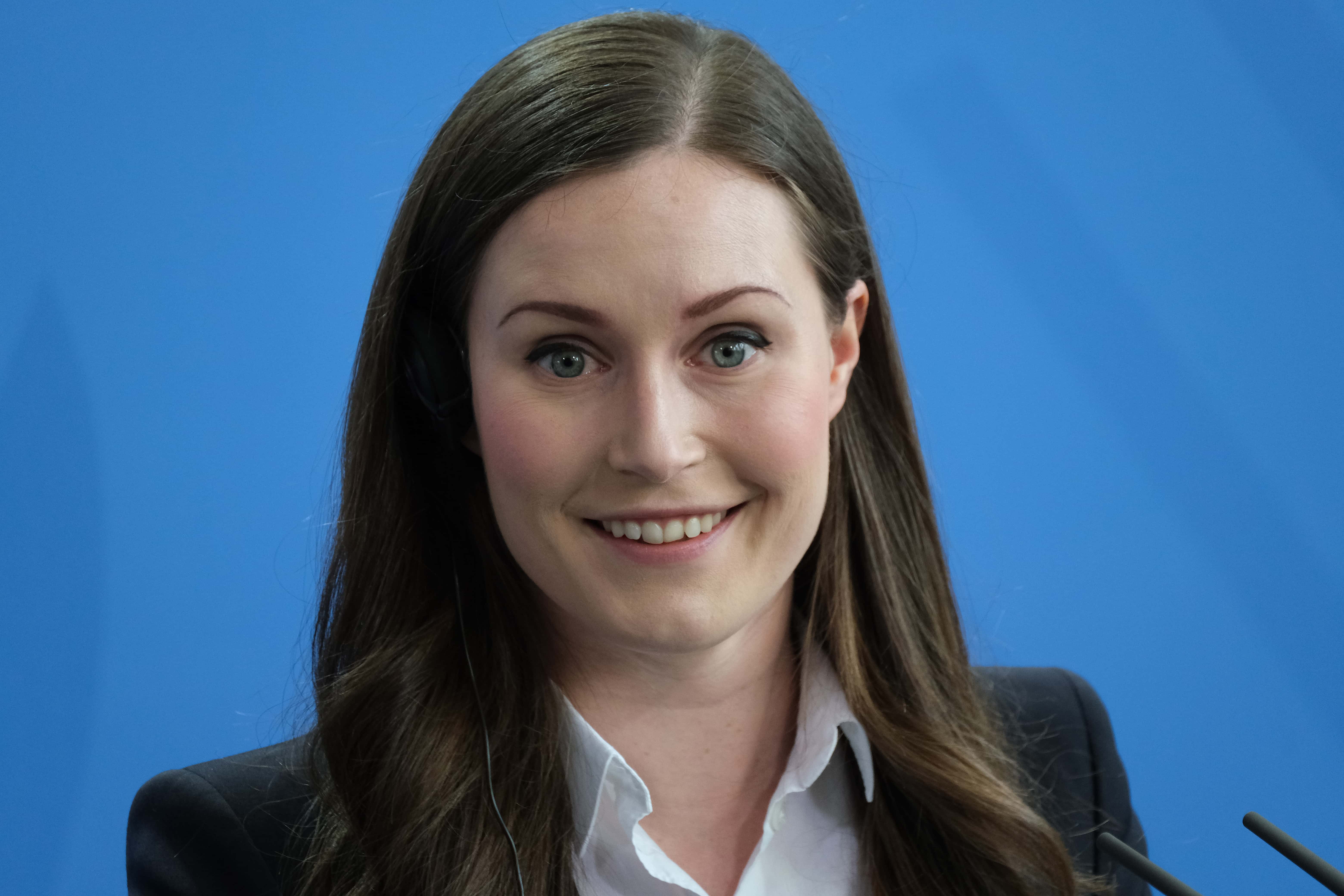Finnish Prime Minister Sanna Marin and German Chancellor Angela Merkel (not pictured) speak to the media following talks at the Chancellery on February 19, 2020 in Berlin, Germany. This is Marin's first official visit to Berlin since she became prime minister in December.