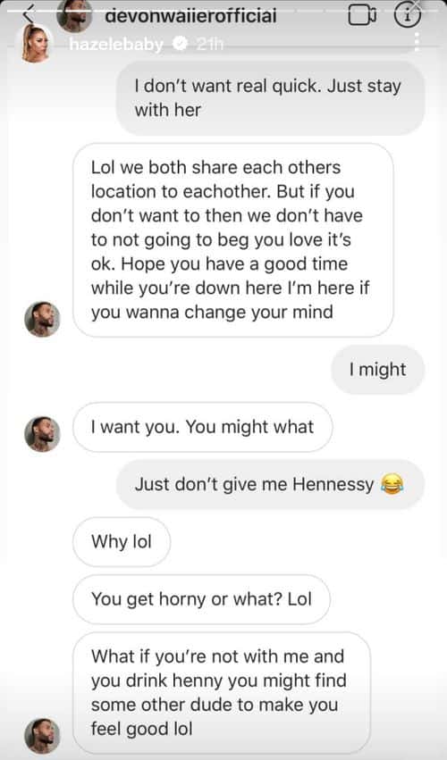 Hazel E's story detailing her husband De'Von Waller's cheating (@Hazelebaby/Instagram)