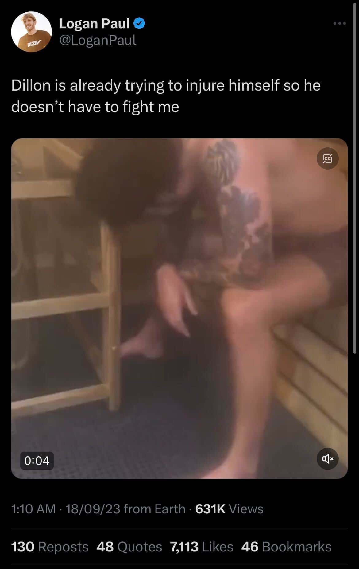 A screenshot of the video posted by Logan Paul (@loganpaul/X)