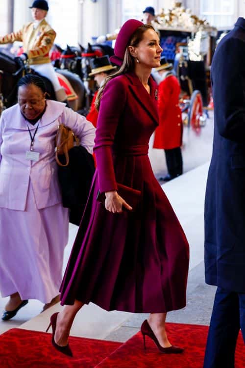 Catherine, Princess of Wales is seen arriving at Buckingham Palace on November 22, 2022 in London, England. This is the first state visit hosted by the UK with King Charles III as monarch, and the first state visit here by a South African leader since 2010.