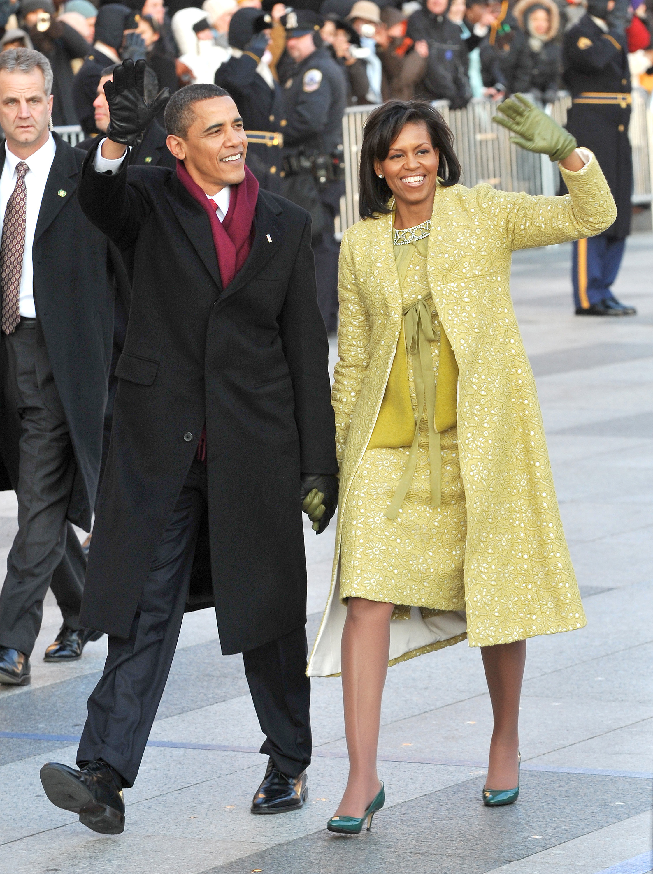 Former President Barack Obama and former first lady Michelle Obama walk in the Inaugural Parade on January 20, 2009 in Washington, DC. Obama was sworn in as the 44th President of the United States, becoming the first African-American to be elected President of the US. (Photo by Ron Sachs-Pool/Getty Images)
