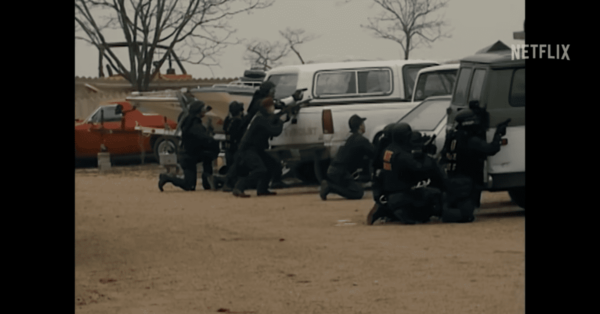 Agents outside the compund (Image via Netflix)