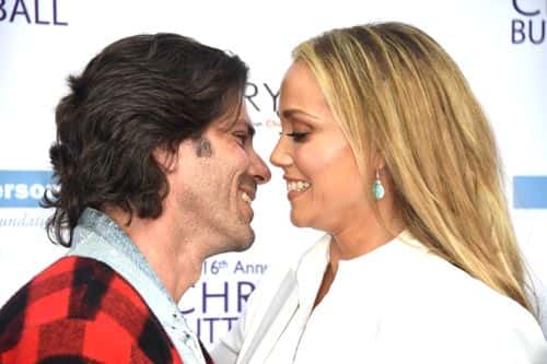 Designer Greg Lauren (L) and Actor Elizabeth Berkley attend the 16th Annual Chrysalis Butterfly Ball at a Private Residence  on June 3, 2017 in Los Angeles, California.