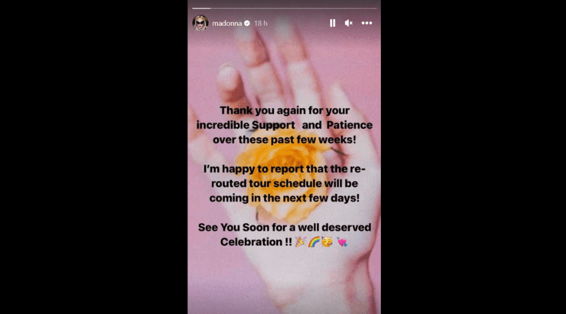 Madonna has posted an update on the rescheduled dates for her Celebration tour (Instagram@madonna)