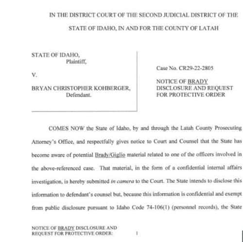 The motion filed by prosecutors (Idaho District Court)