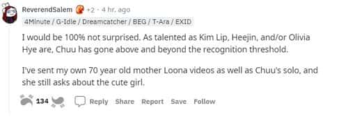 A fan of Chuu about her solo career