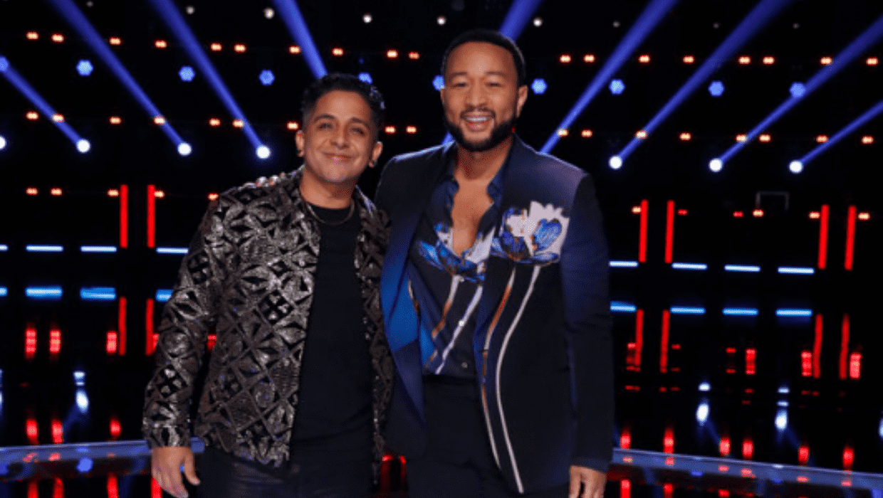 Omar Jose Cardona with coach John Legend on 'The Voice' Season 22 (NBC)