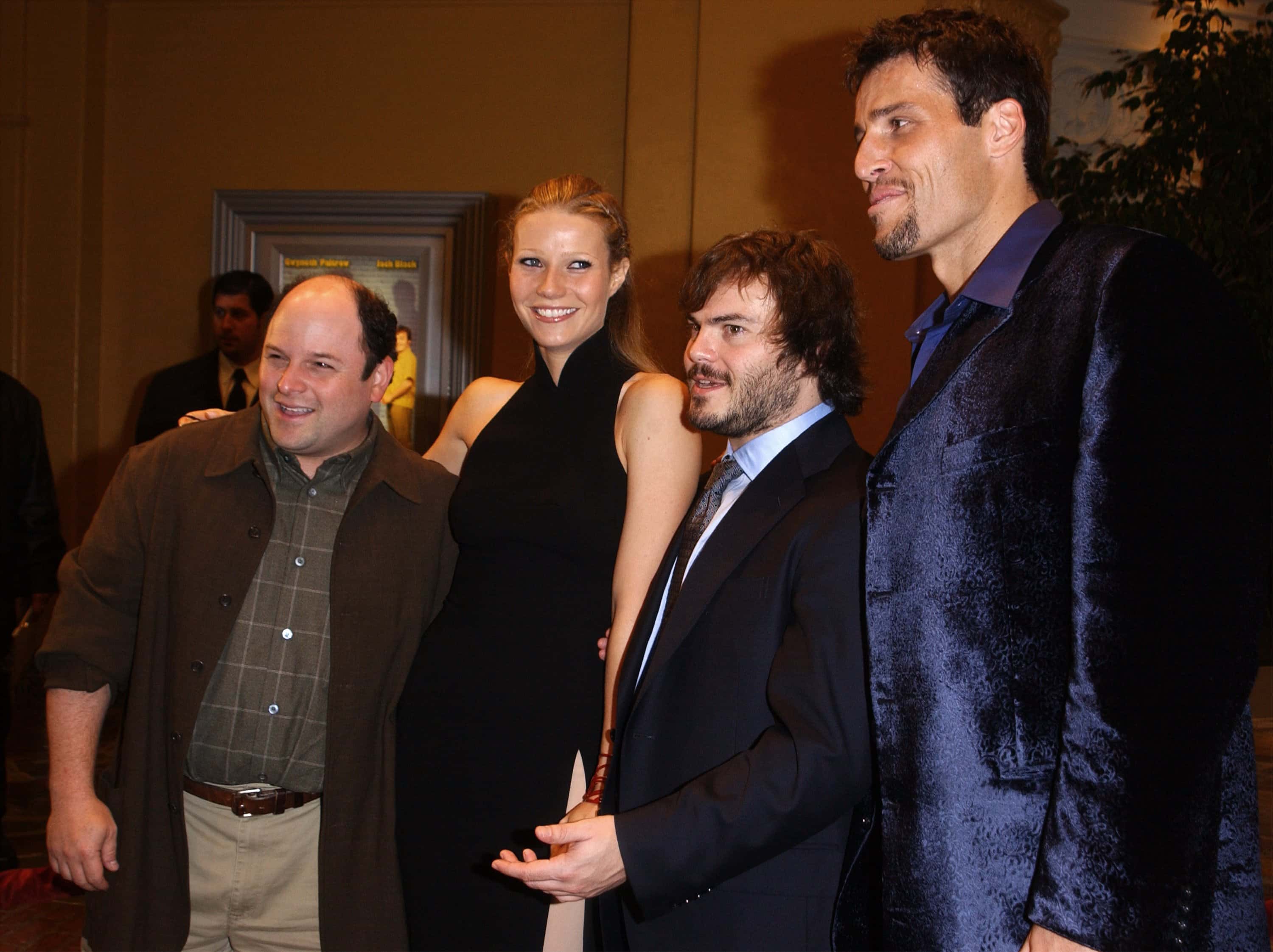 Cast members (L to R): Jason Alexander, Gwyneth Paltrow, Jack Black and Anthony Robbins attend the premiere of the film 