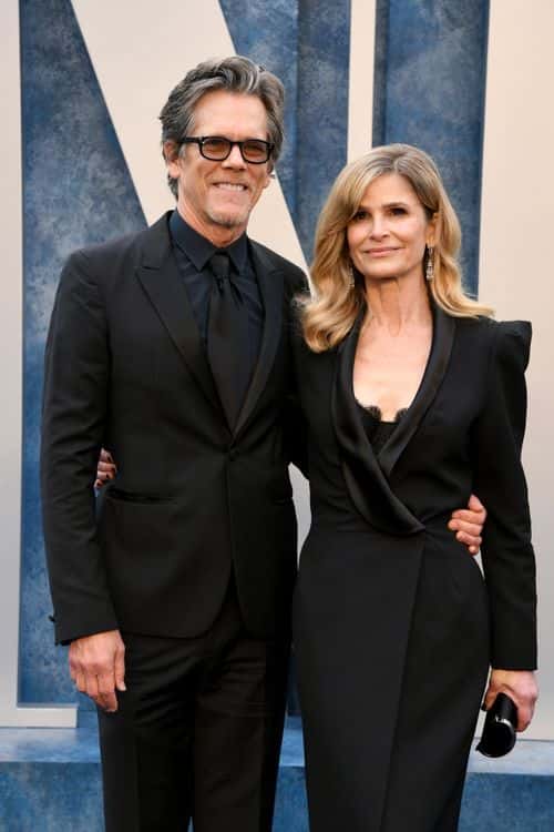 (L-R) Kevin Bacon and Kyra Sedgwick attend the 2023 Vanity Fair Oscar Party Hosted By Radhika Jones at Wallis Annenberg Center for the Performing Arts on March 12, 2023 in Beverly Hills, California.