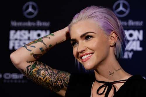 Ruby Rose arrives at the MBFWA Trends show during Mercedes-Benz Fashion Festival Sydney 2013 at Sydney Town Hall on August 21, 2013 in Sydney, Australia.