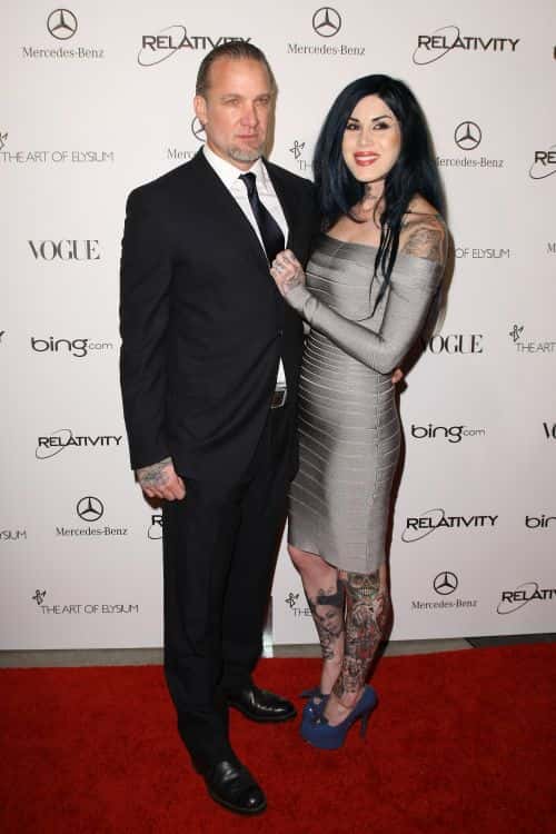 TV Personalities Jesse James (L) and Kat Von D attend the Art Of Elysium 